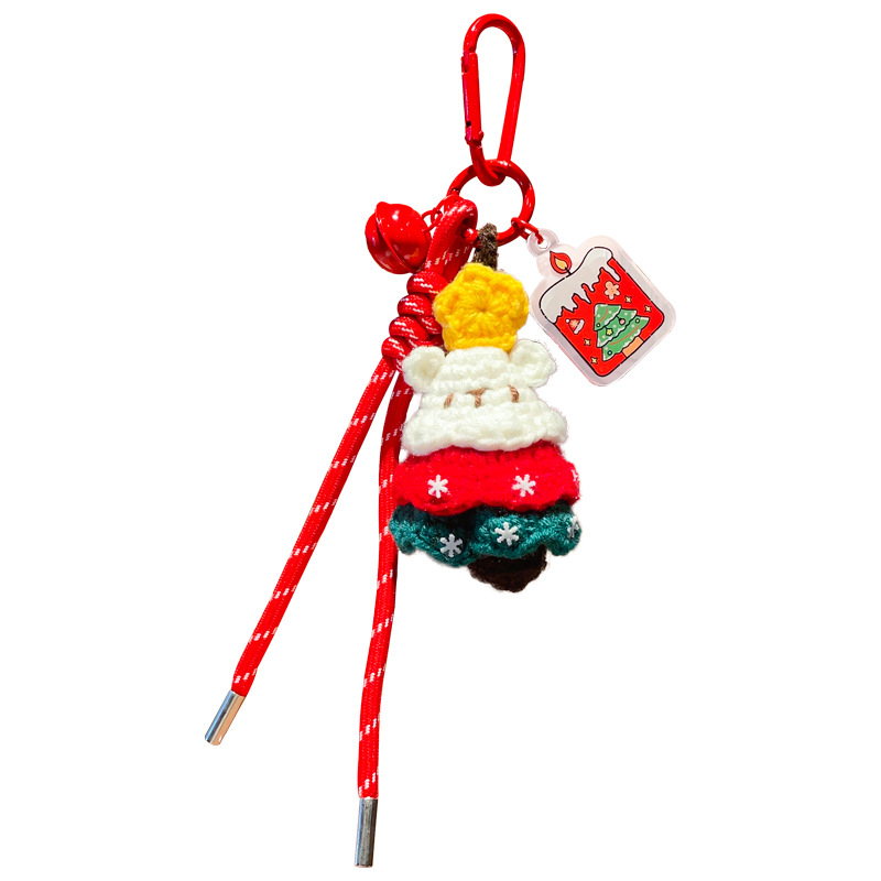 Villane heegeldatud jõulukuuse võtmehoidja – pehme karikatuurstiilis aksessuaar jõuludeks