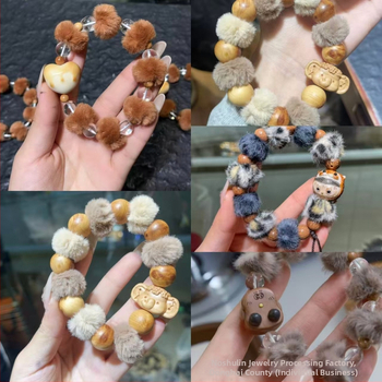 Koka rokassprādze, jauns ķīniešu stils, unisex, rokām darināta, karikatūras dizains