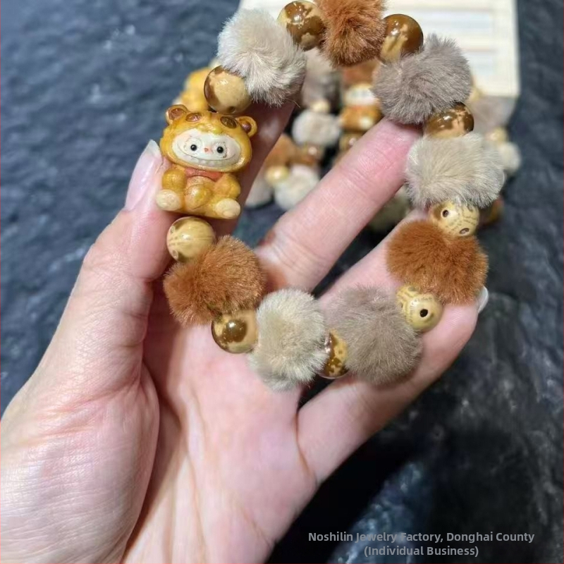 Дървена гривна, нов китайски стил, унисекс, ръчна изработка, карикатурен дизайн