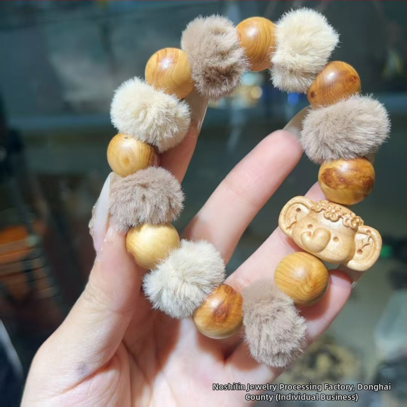 Koka rokassprādze, jauns ķīniešu stils, unisex, rokām darināta, karikatūras dizains