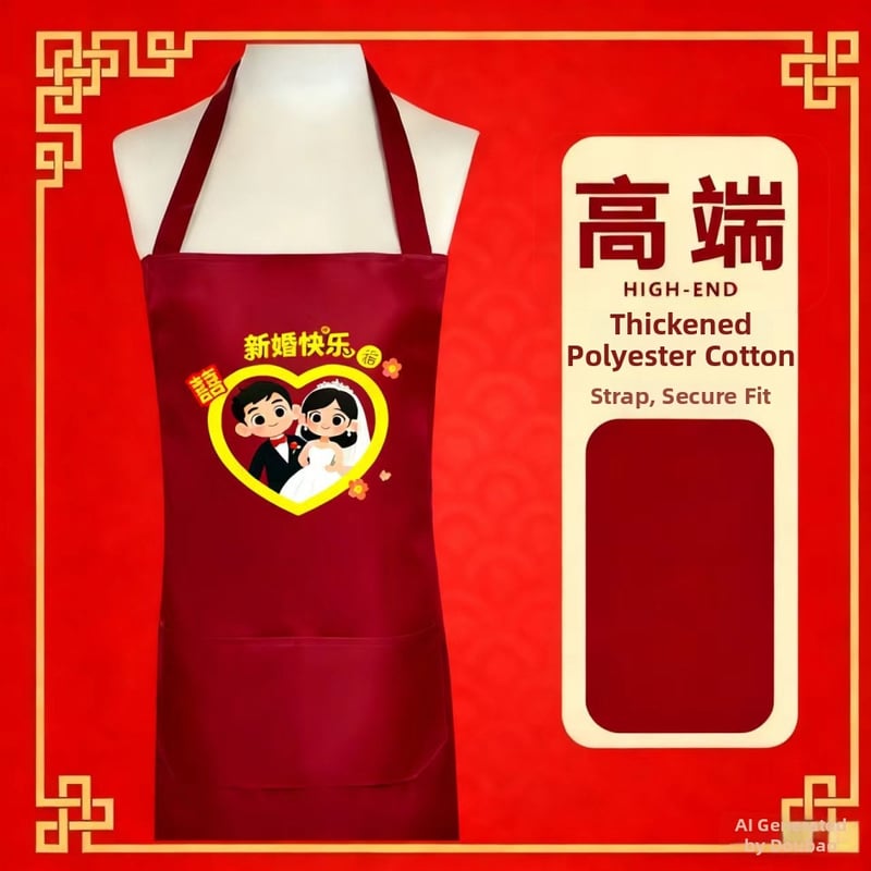 Kāzu priekšauts komplekts – bez piedurknēm, poliesters, logotipa druka, izturīgs pret traipiem, mūsdienīgs minimālisma stils