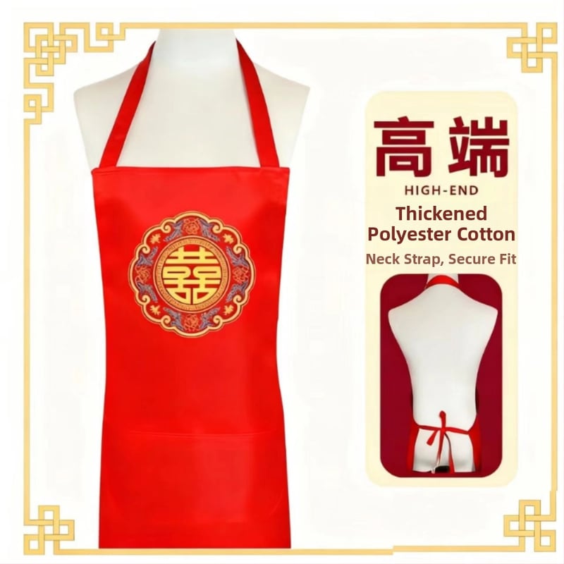 Kāzu priekšauts komplekts – bez piedurknēm, poliesters, logotipa druka, izturīgs pret traipiem, mūsdienīgs minimālisma stils