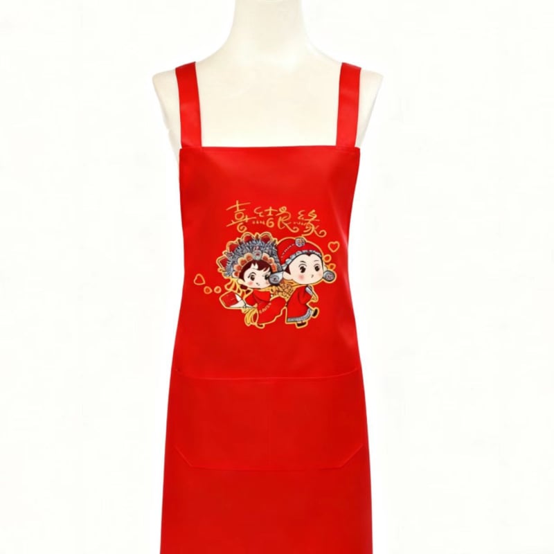 Kāzu priekšauts komplekts – bez piedurknēm, poliesters, logotipa druka, izturīgs pret traipiem, mūsdienīgs minimālisma stils