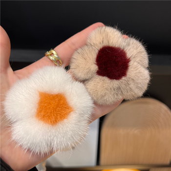 Χειροποίητη καρφίτσα από γούνα μίνκ σε σχήμα μικρού λουλουδιού, διακοσμητικό αξεσουάρ για πουλόβερ και σακίδιο, unisex