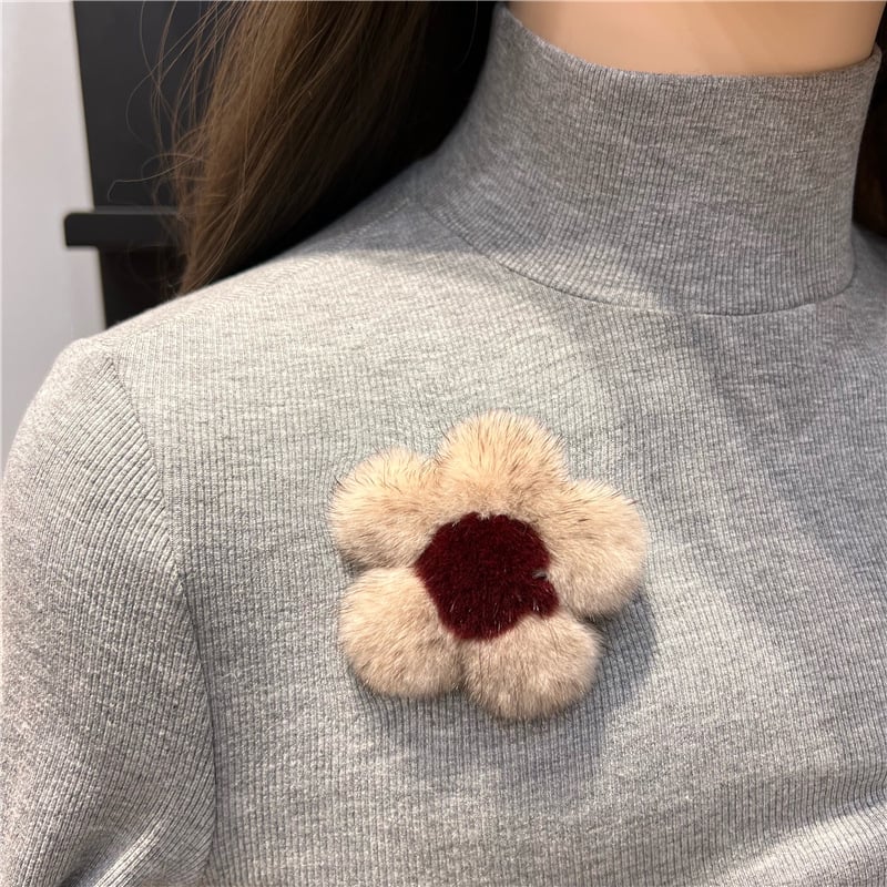 Χειροποίητη καρφίτσα από γούνα μίνκ σε σχήμα μικρού λουλουδιού, διακοσμητικό αξεσουάρ για πουλόβερ και σακίδιο, unisex
