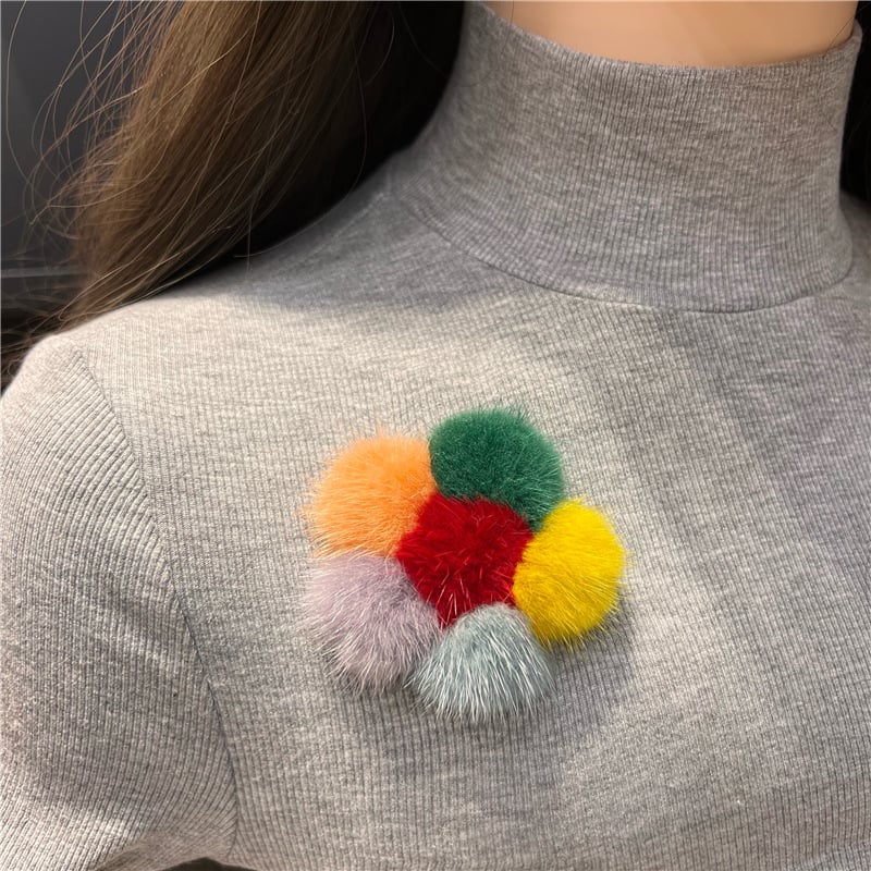 Χειροποίητη καρφίτσα από γούνα μίνκ σε σχήμα μικρού λουλουδιού, διακοσμητικό αξεσουάρ για πουλόβερ και σακίδιο, unisex