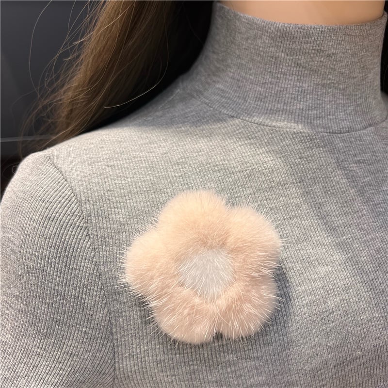 Χειροποίητη καρφίτσα από γούνα μίνκ σε σχήμα μικρού λουλουδιού, διακοσμητικό αξεσουάρ για πουλόβερ και σακίδιο, unisex