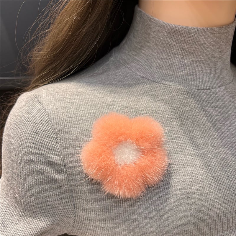 Χειροποίητη καρφίτσα από γούνα μίνκ σε σχήμα μικρού λουλουδιού, διακοσμητικό αξεσουάρ για πουλόβερ και σακίδιο, unisex