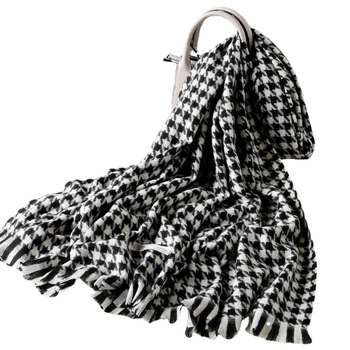 Šal s klasičnim houndstooth uzorkom, imitacija kašmira, twill pletenina, topao zimi