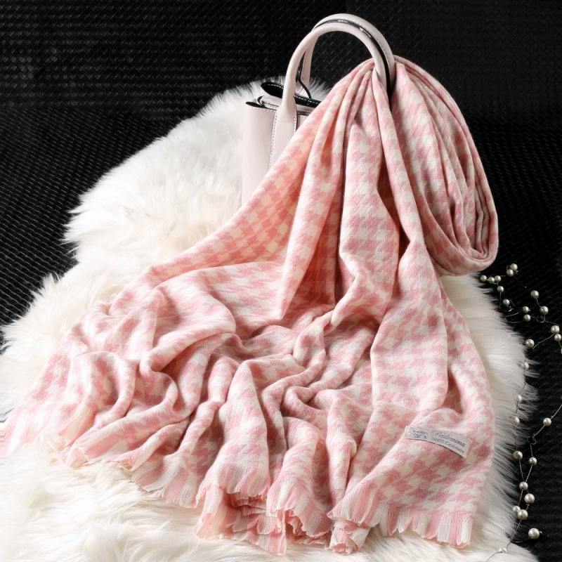 Šal s klasičnim houndstooth uzorkom, imitacija kašmira, twill pletenina, topao zimi