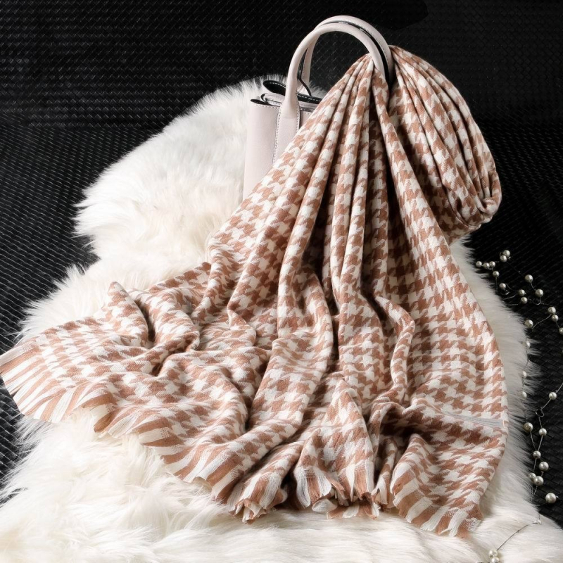 Šal s klasičnim houndstooth uzorkom, imitacija kašmira, twill pletenina, topao zimi