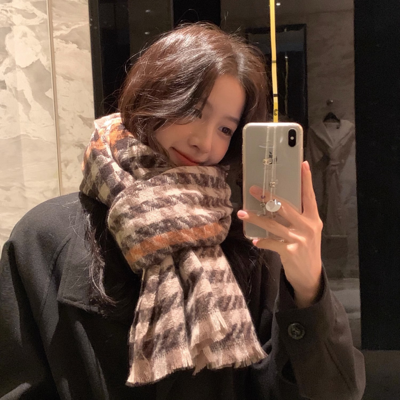 Šal s klasičnim houndstooth uzorkom, imitacija kašmira, twill pletenina, topao zimi