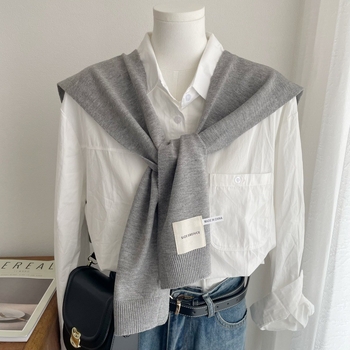 Дамски мек плетен шал в корейски стил - лек аксесоар за пролет, лято и есен, издание пролет 2025
