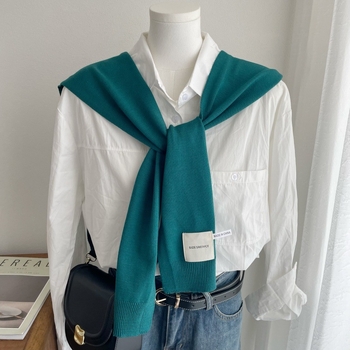 Дамски мек плетен шал в корейски стил - лек аксесоар за пролет, лято и есен, издание пролет 2025