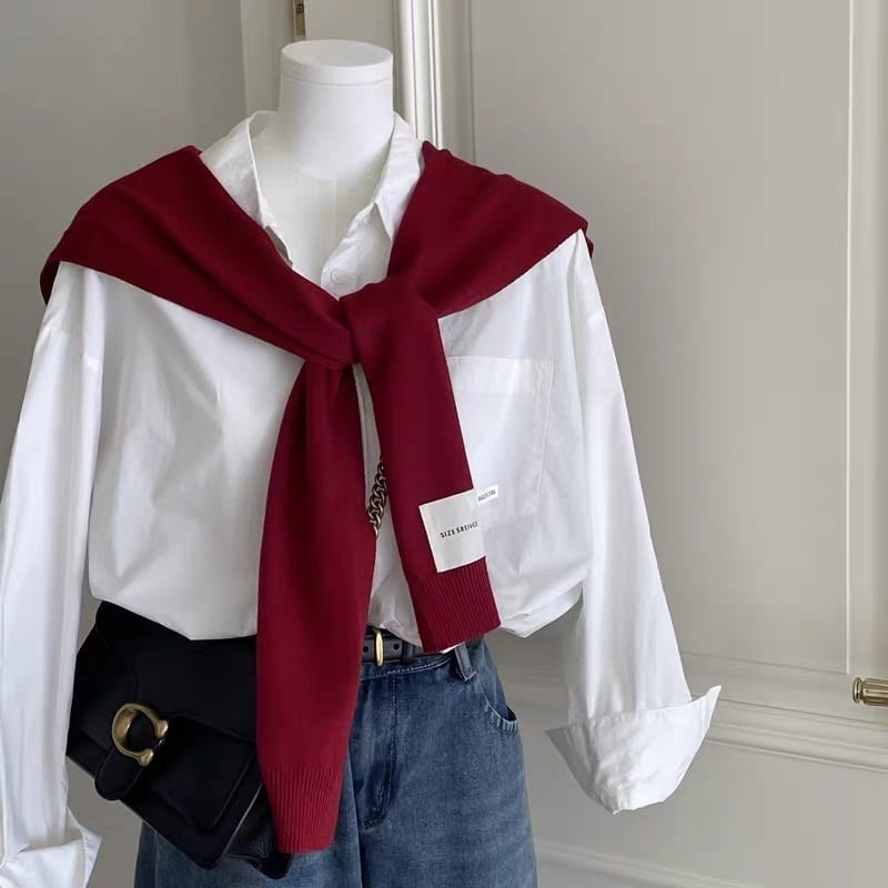 Дамски мек плетен шал в корейски стил - лек аксесоар за пролет, лято и есен, издание пролет 2025