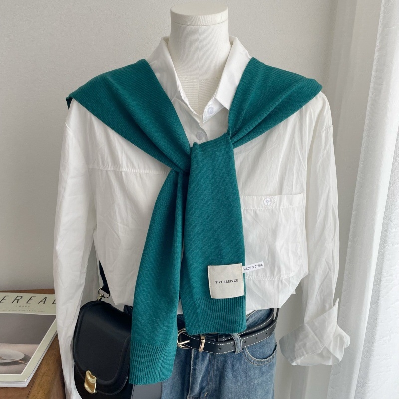 Дамски мек плетен шал в корейски стил - лек аксесоар за пролет, лято и есен, издание пролет 2025