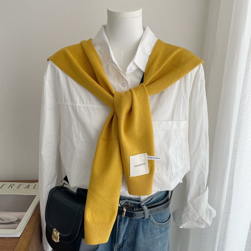 Дамски мек плетен шал в корейски стил - лек аксесоар за пролет, лято и есен, издание пролет 2025