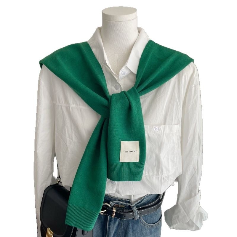 Дамски мек плетен шал в корейски стил - лек аксесоар за пролет, лято и есен, издание пролет 2025