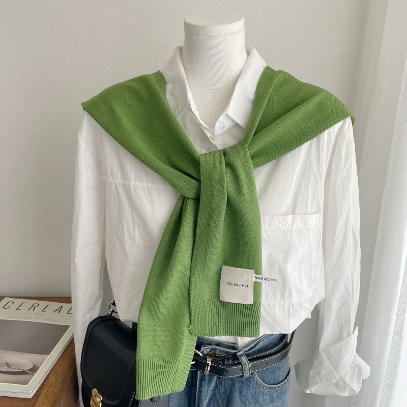 Дамски мек плетен шал в корейски стил - лек аксесоар за пролет, лято и есен, издание пролет 2025