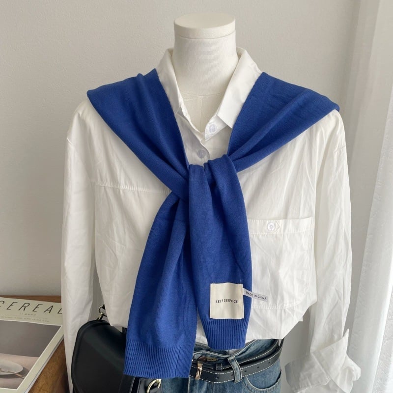 Дамски мек плетен шал в корейски стил - лек аксесоар за пролет, лято и есен, издание пролет 2025