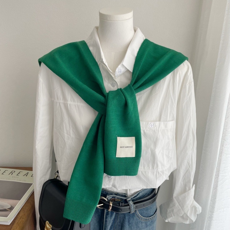 Дамски мек плетен шал в корейски стил - лек аксесоар за пролет, лято и есен, издание пролет 2025