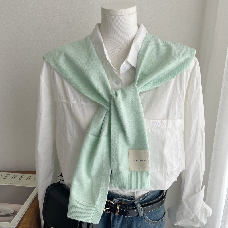 Дамски мек плетен шал в корейски стил - лек аксесоар за пролет, лято и есен, издание пролет 2025