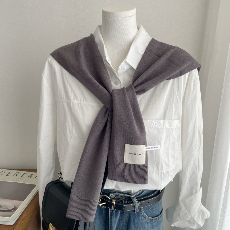 Дамски мек плетен шал в корейски стил - лек аксесоар за пролет, лято и есен, издание пролет 2025