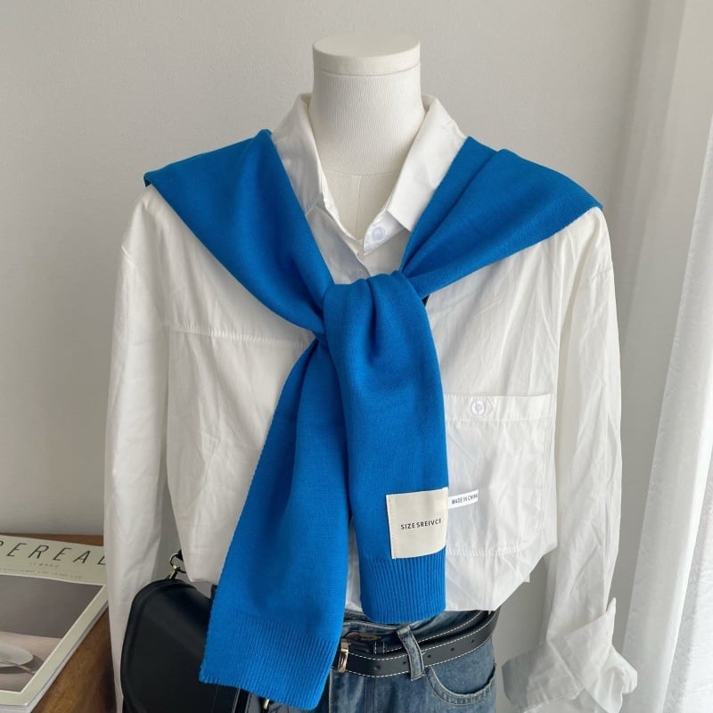 Дамски мек плетен шал в корейски стил - лек аксесоар за пролет, лято и есен, издание пролет 2025