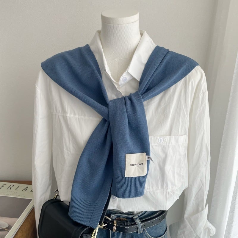 Дамски мек плетен шал в корейски стил - лек аксесоар за пролет, лято и есен, издание пролет 2025