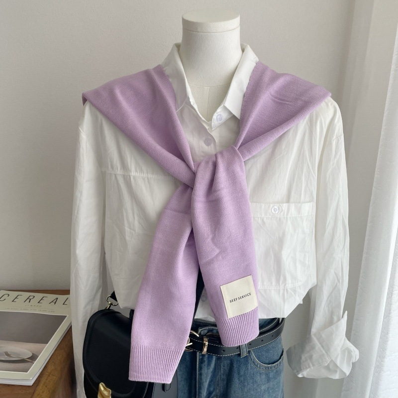 Дамски мек плетен шал в корейски стил - лек аксесоар за пролет, лято и есен, издание пролет 2025