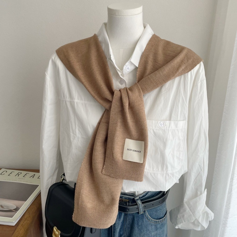 Дамски мек плетен шал в корейски стил - лек аксесоар за пролет, лято и есен, издание пролет 2025