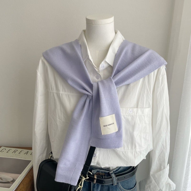 Дамски мек плетен шал в корейски стил - лек аксесоар за пролет, лято и есен, издание пролет 2025