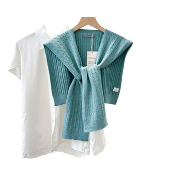 Kötött sál, monokróm minta, 45 cm szélesség, melegen tart