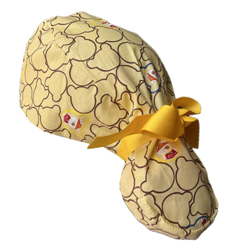 Хирургическа шапка за медицински сестри с копче и лента за дълга коса, клетъчен принт, куполна шапка