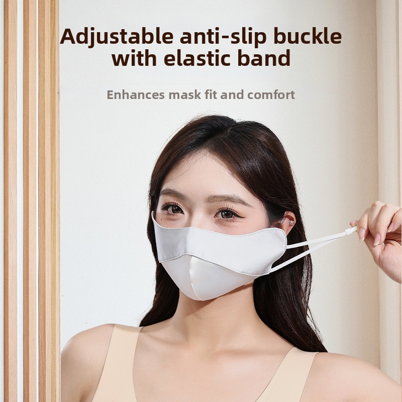 Hedvábná maska na oči s 3D dizajnom, UV ochrana, monochromatický vzor, s uchami, dekoratívna, unisex