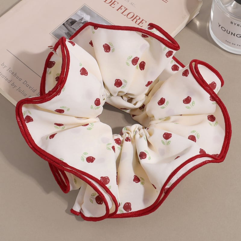 Dodatak za kosu - korejski stil, cvjetni čipkasti scrunchie za čvor, materijal: tkanina, ručna izrada, Charfoo 25080102