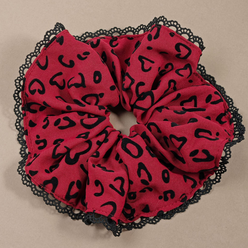 Dodatak za kosu - korejski stil, cvjetni čipkasti scrunchie za čvor, materijal: tkanina, ručna izrada, Charfoo 25080102