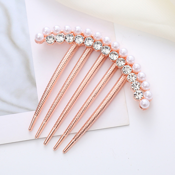 Ретро метален гребен за коса с пет зъба, аметистови кристали, флорална стилизация, ръчно изработен аксесоар за коса.