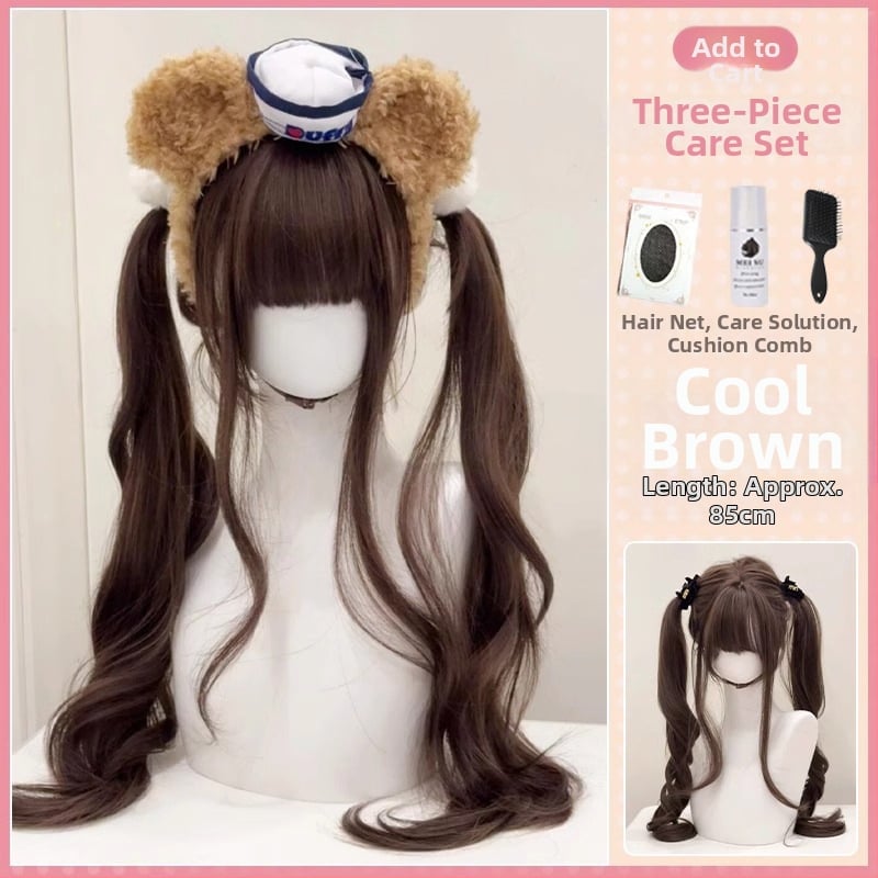 Parūka ar divām astiņām, garas viļņotas cirtas, pilna galva, augsttemperatūras šķiedras