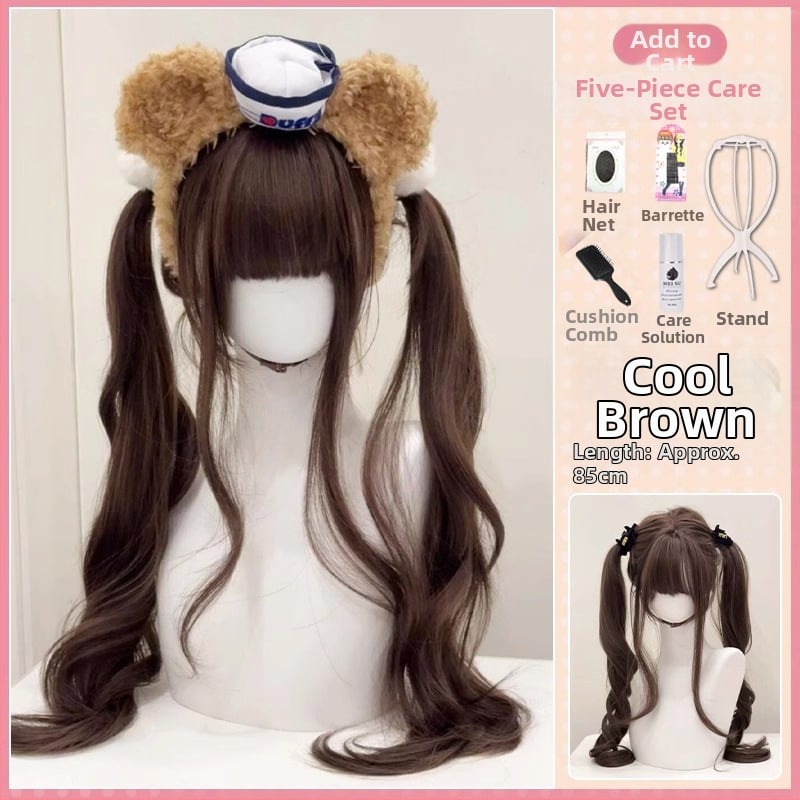 Parūka ar divām astiņām, garas viļņotas cirtas, pilna galva, augsttemperatūras šķiedras