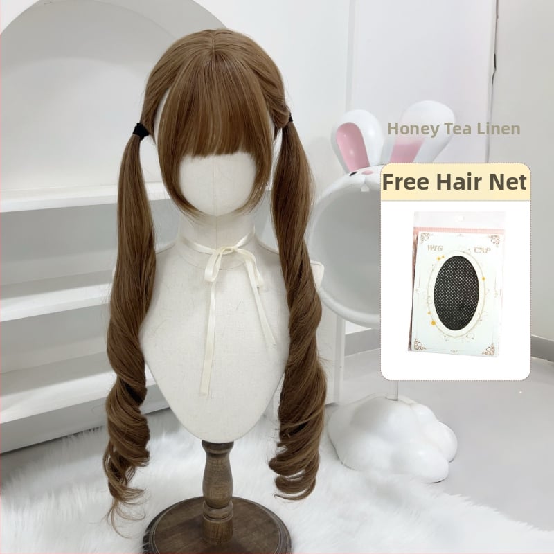 Parūka ar divām astiņām, garas viļņotas cirtas, pilna galva, augsttemperatūras šķiedras