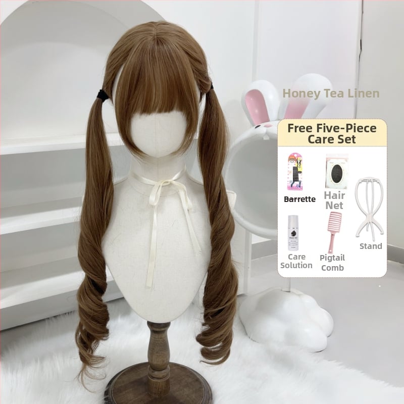 Parūka ar divām astiņām, garas viļņotas cirtas, pilna galva, augsttemperatūras šķiedras