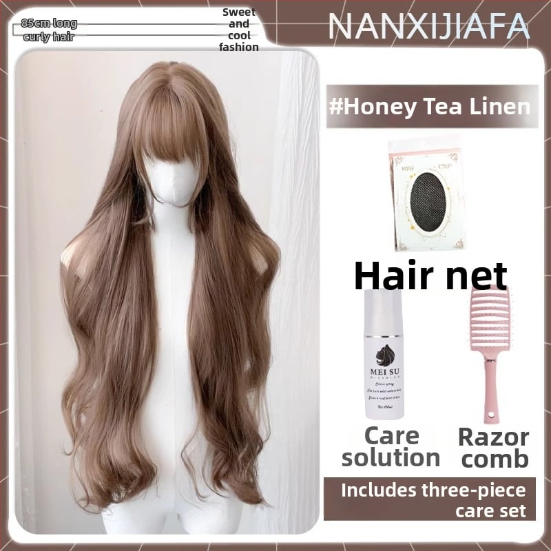 Parūka ar divām astiņām, garas viļņotas cirtas, pilna galva, augsttemperatūras šķiedras