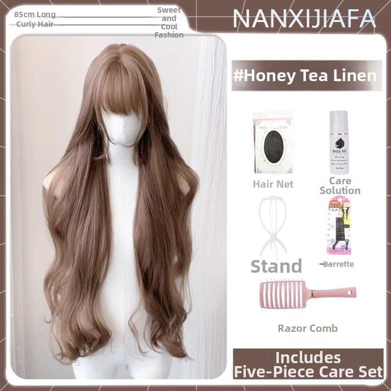 Parūka ar divām astiņām, garas viļņotas cirtas, pilna galva, augsttemperatūras šķiedras