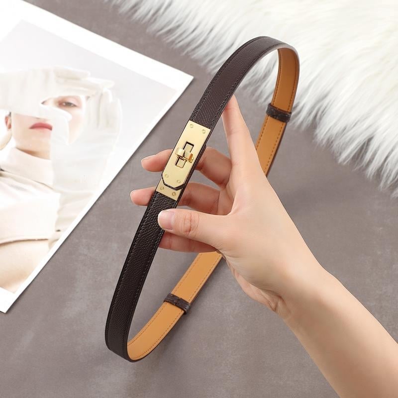 Kelly női öv valódi bőrből | első osztályú tehénbőr; övcsat anyaga: ötvözet; záródás: csattal; szélesség kevesebb, mint 2 cm; stílus: üzleti, elegáns, univerzális