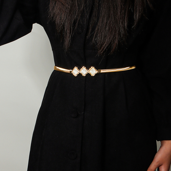 Juosmens grandinėlė su kristalų kaspeliu, elastinė metalinė juosta moterims, universalus aksesuaras visoms sezonoms, Haoyu HYY19417