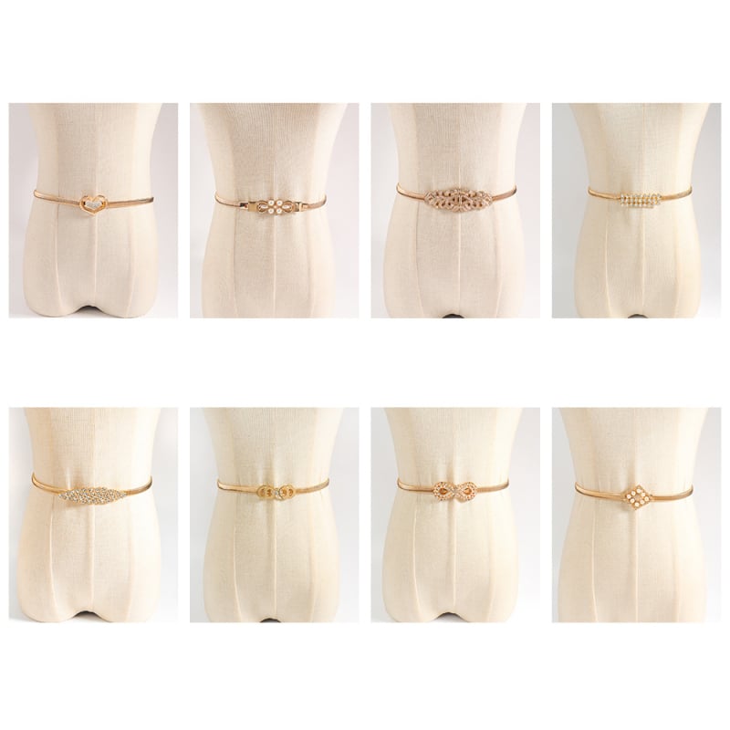 Juosmens grandinėlė su kristalų kaspeliu, elastinė metalinė juosta moterims, universalus aksesuaras visoms sezonoms, Haoyu HYY19417