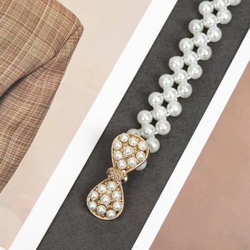 Parytis stiliaus juosmens grandinėlė su perlomis moterims, plastmasė, vieno kilpos dizainas