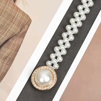 Parytis stiliaus juosmens grandinėlė su perlomis moterims, plastmasė, vieno kilpos dizainas