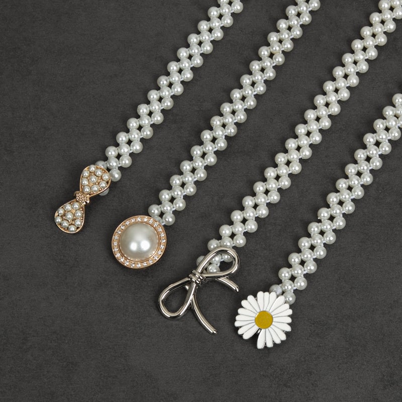 Parytis stiliaus juosmens grandinėlė su perlomis moterims, plastmasė, vieno kilpos dizainas